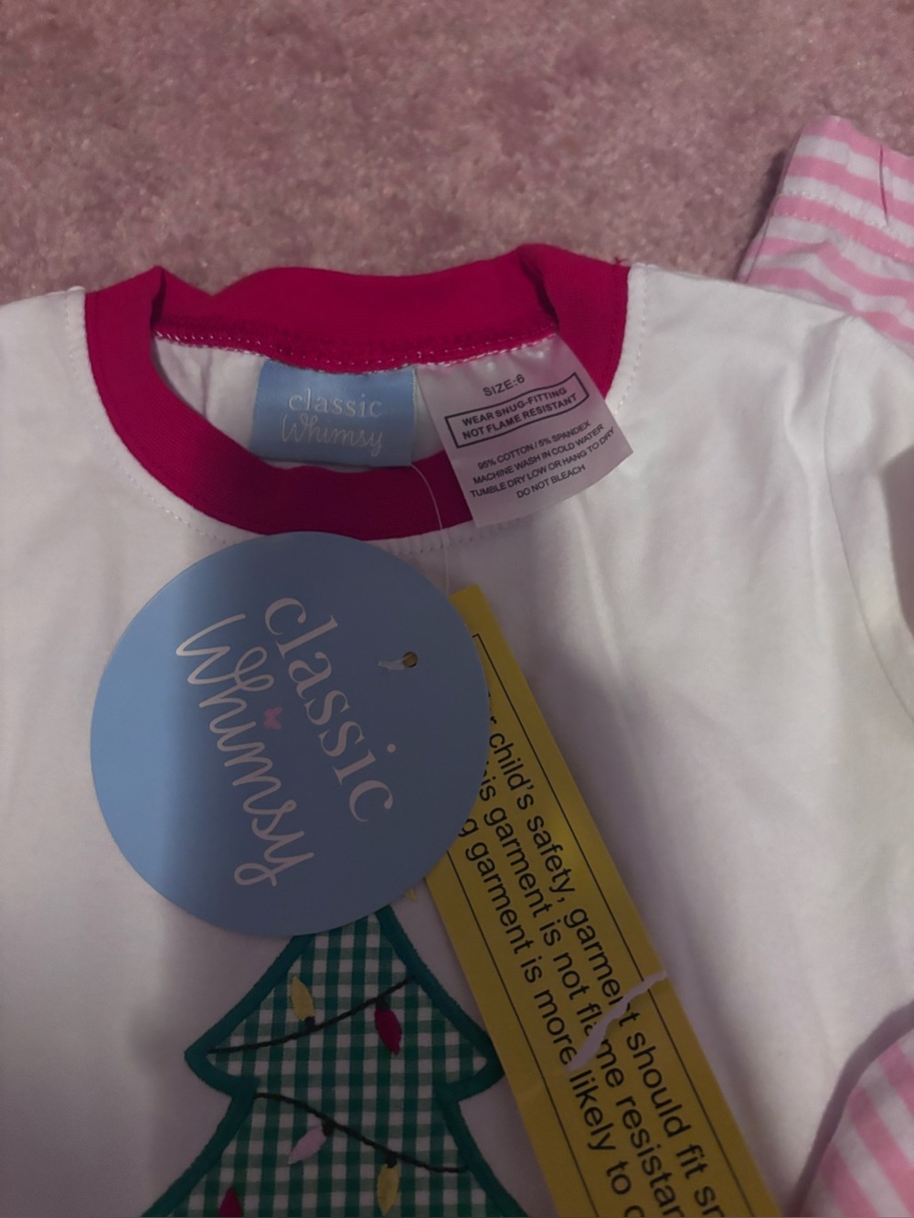 Classic Whimsy Girls' White & Pink Christmas Pajama Set